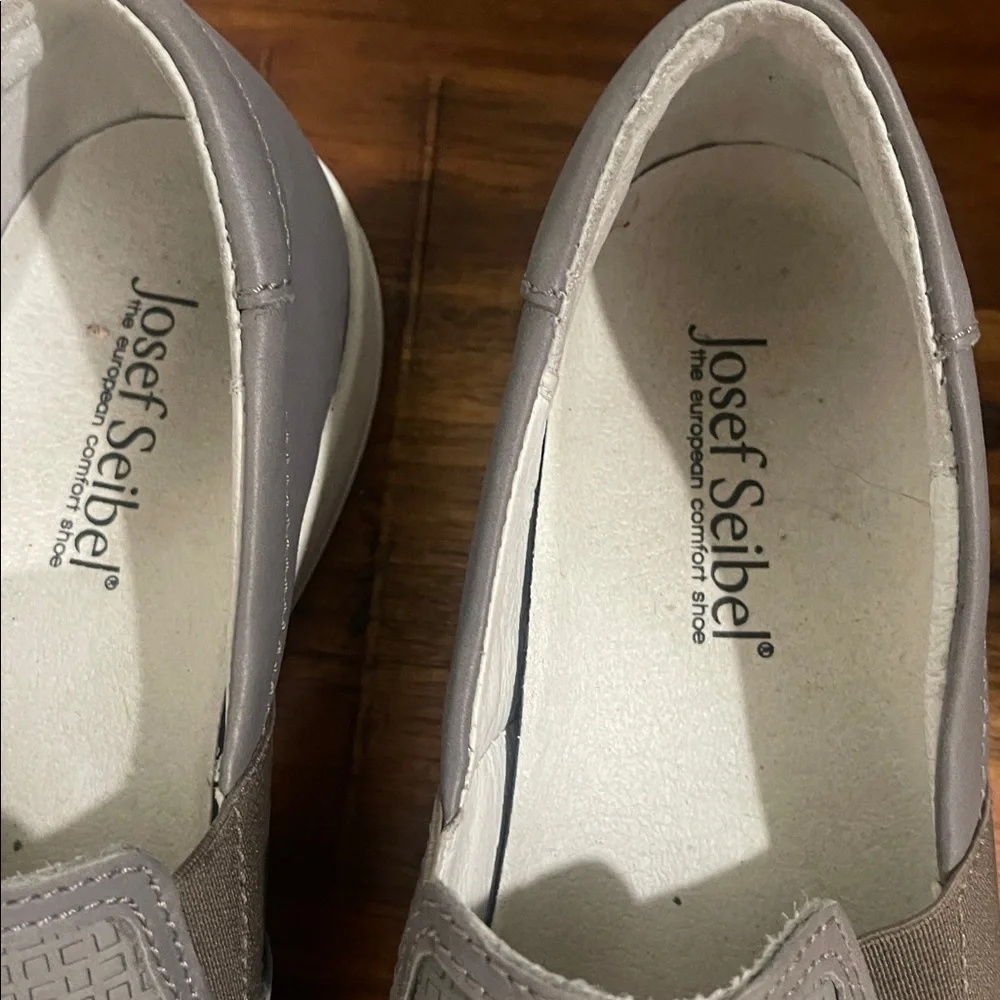 Josef Seibel Grey Leather Flat Slip On Sneakers Size 7 - 7.5 - Picture 4 of 13